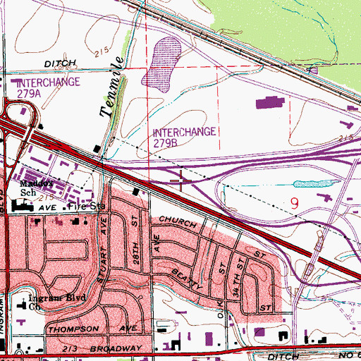 Topographic Map of Interchange 279 B, AR