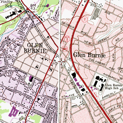 Topographic Map of Glen Burnie, MD