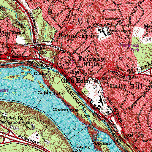 Topographic Map of Glen Echo, MD