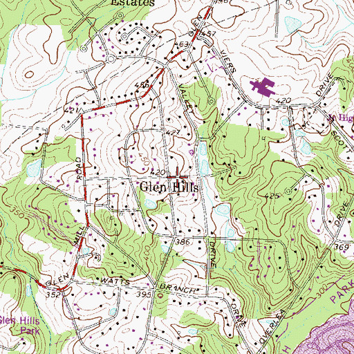 Topographic Map of Glen Hills, MD