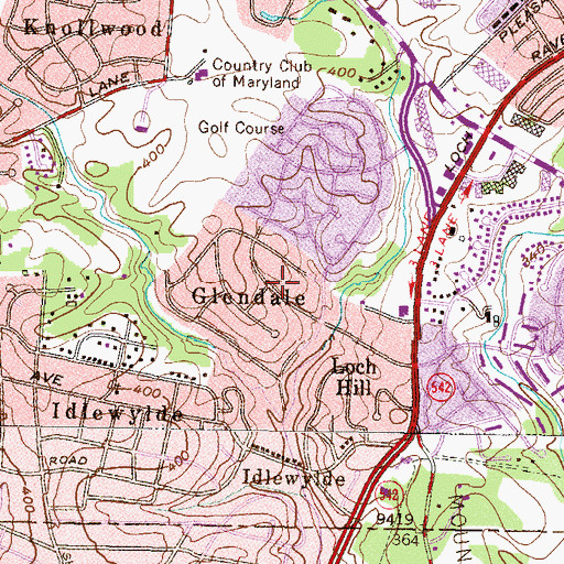 Topographic Map of Glendale, MD