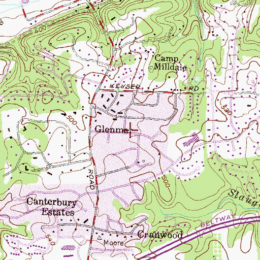 Topographic Map of Glenmar, MD