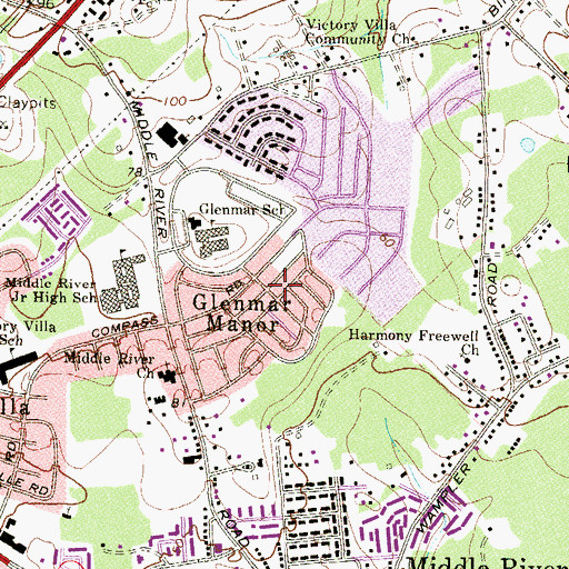 Topographic Map of Glenmar Manor, MD