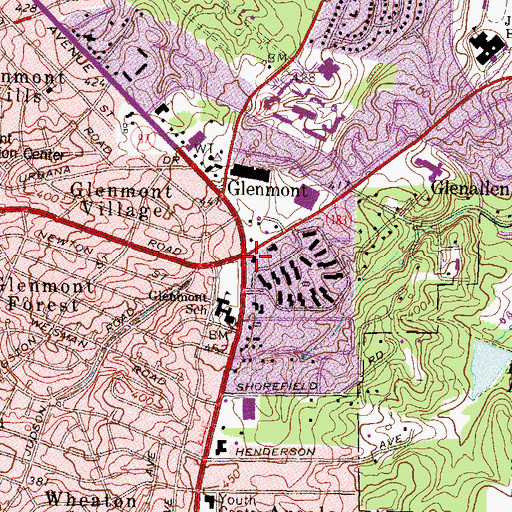 Topographic Map of Glenmont, MD