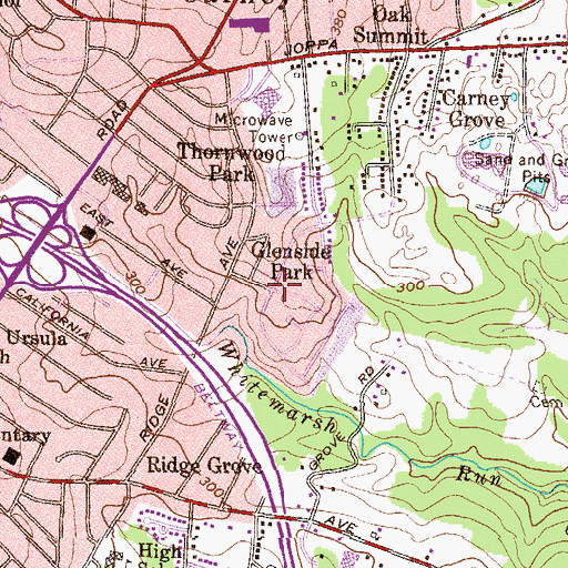 Topographic Map of Glenside Park, MD