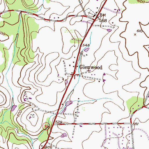 Topographic Map of Glenwood, MD
