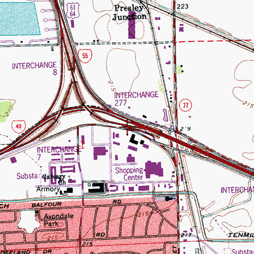 Topographic Map of Interchange 7, AR