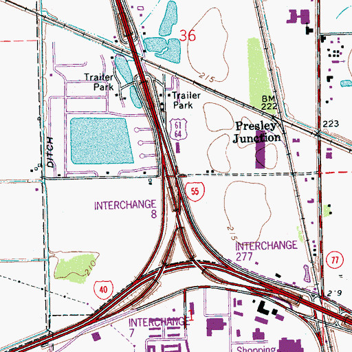 Topographic Map of Interchange 8, AR