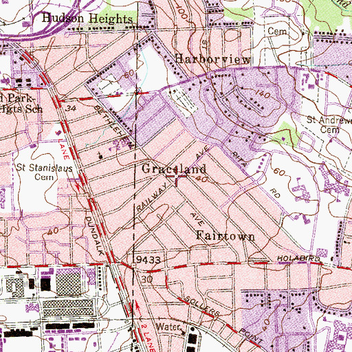 Topographic Map of Graceland, MD