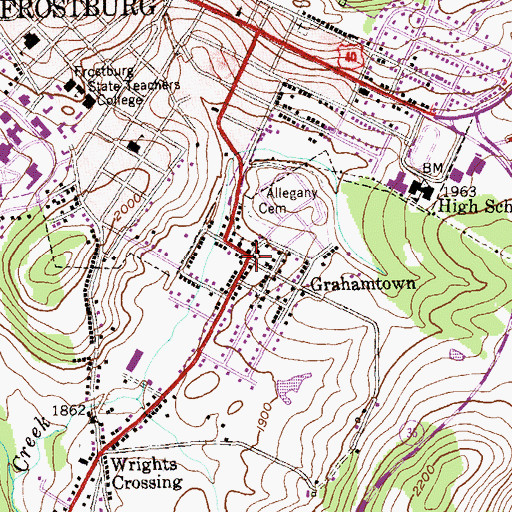 Topographic Map of Grahamtown, MD