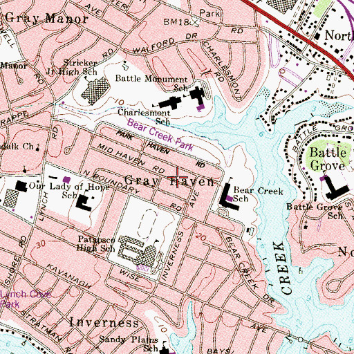 Topographic Map of Gray Haven, MD