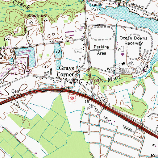 Topographic Map of Grays Corner, MD