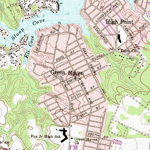 Topographic Map of Green Haven, MD