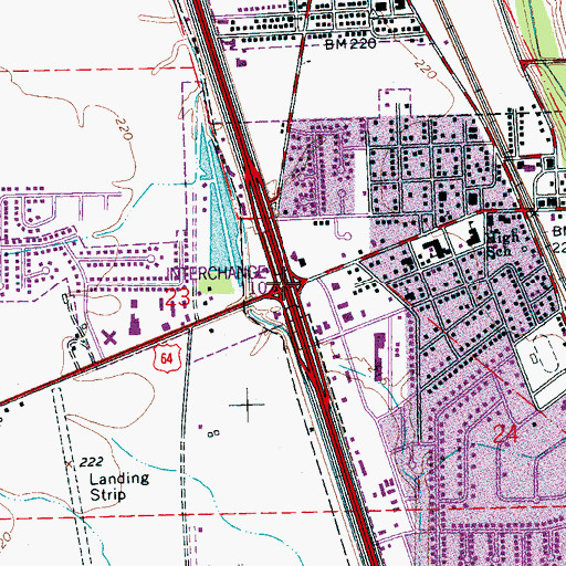 Topographic Map of Interchange 10, AR