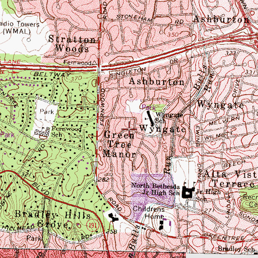 Topographic Map of Green Tree Manor, MD