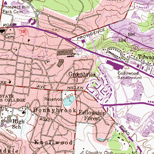 Topographic Map of Greenbrier, MD