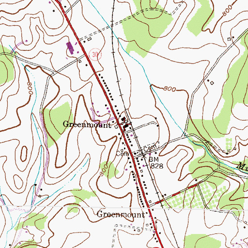 Topographic Map of Greenmount, MD