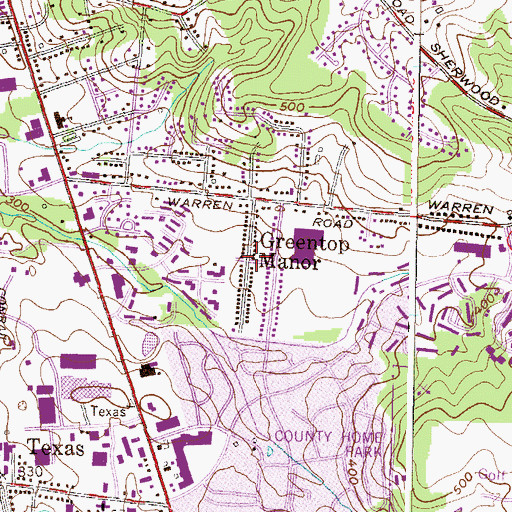 Topographic Map of Greentop Manor, MD