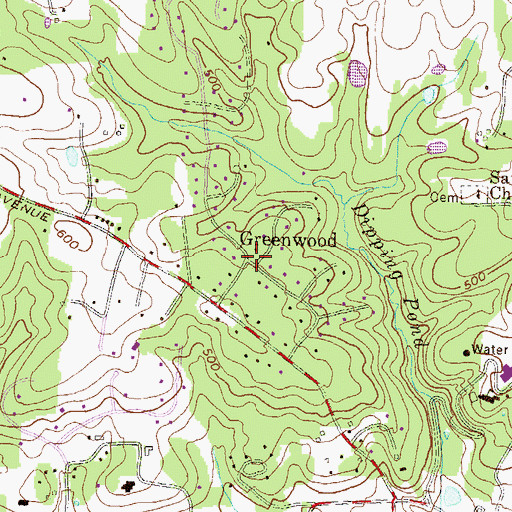 Topographic Map of Greenwood, MD