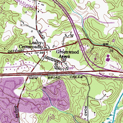Topographic Map of Greenwood Acres, MD