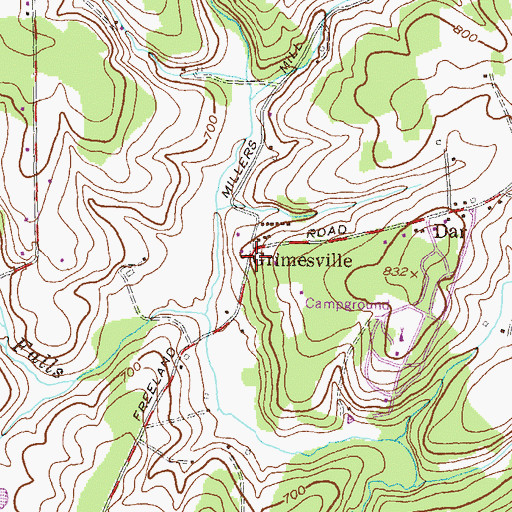 Topographic Map of Grimesville, MD