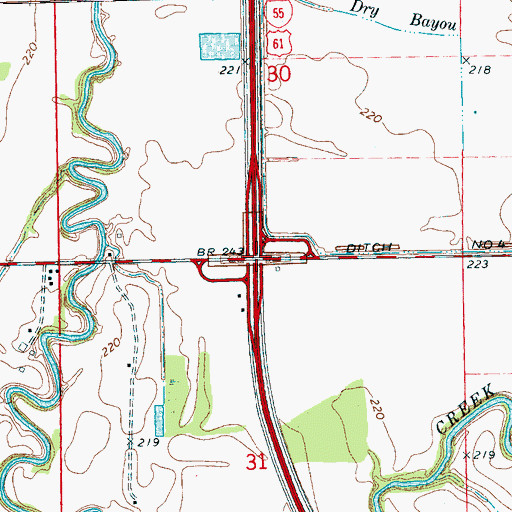 Topographic Map of Interchange 21, AR