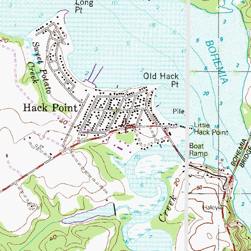 Topographic Map of Hack Point, MD