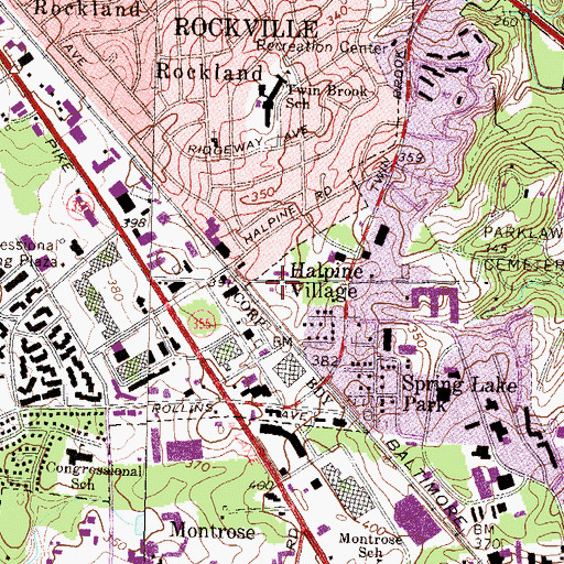 Topographic Map of Halpine Village, MD