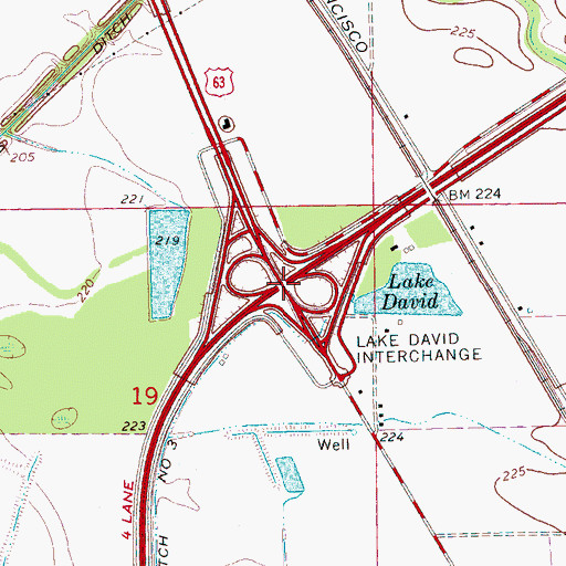 Topographic Map of Interchange 23, AR