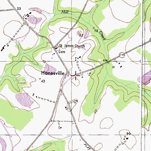Topographic Map of Hanesville, MD