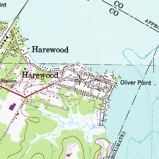 Topographic Map of Harewood, MD