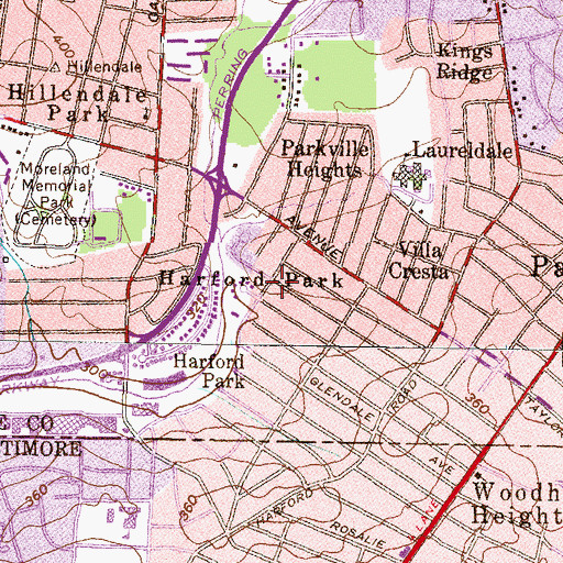 Topographic Map of Harford Park, MD