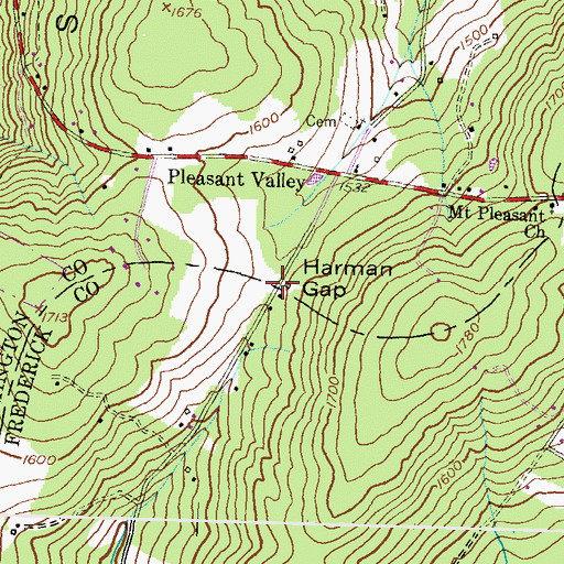 Topographic Map of Harman Gap, MD