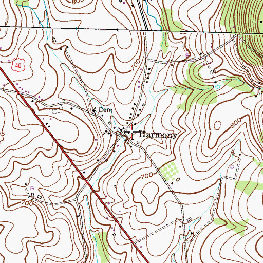 Topographic Map of Harmony, MD