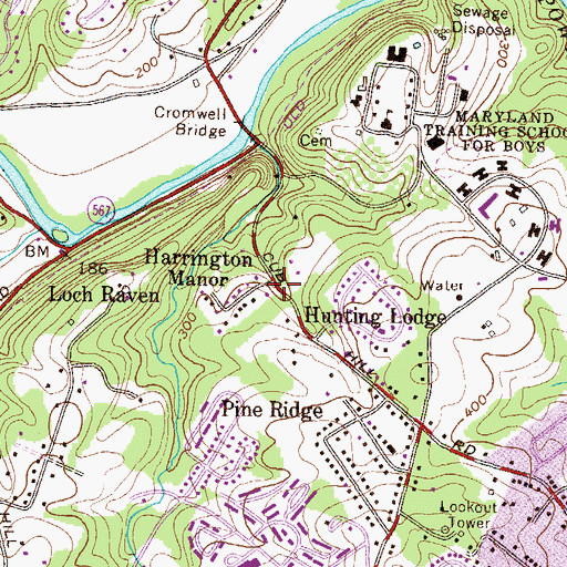 Topographic Map of Harrington Manor, MD