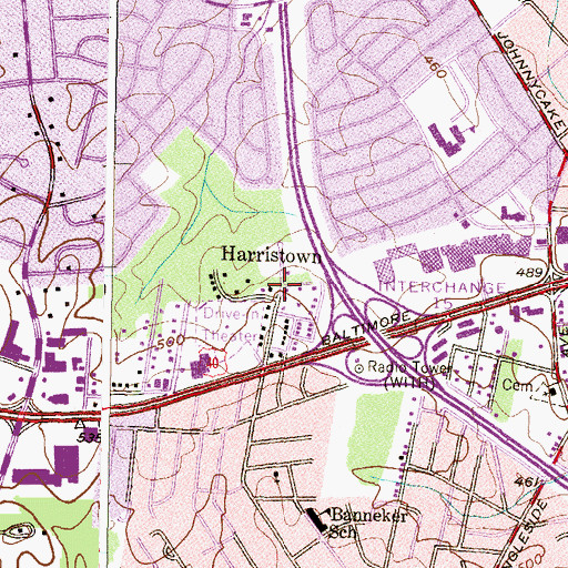 Topographic Map of Harristown, MD