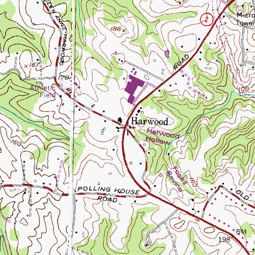 Topographic Map of Harwood, MD