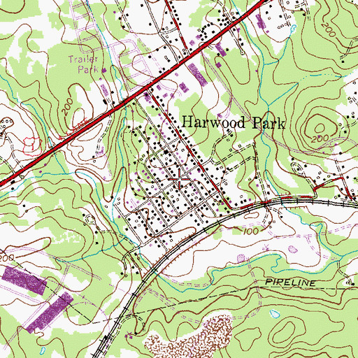 Topographic Map of Harwood Park, MD