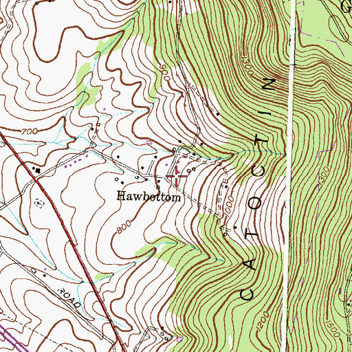 Topographic Map of Hawbottom, MD