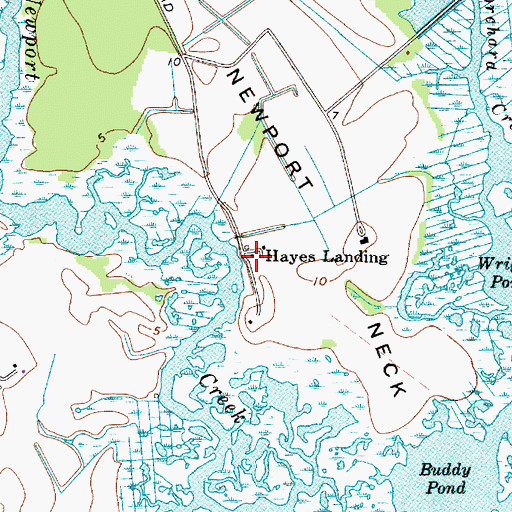 Topographic Map of Hayes Landing, MD