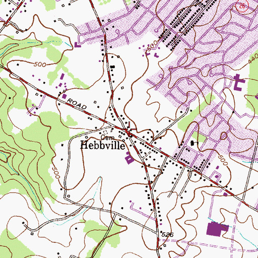 Topographic Map of Hebbville, MD