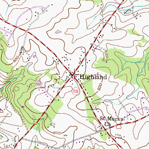 Topographic Map of Highland, MD