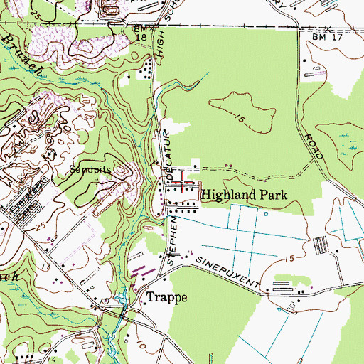 Topographic Map of Highland Park, MD