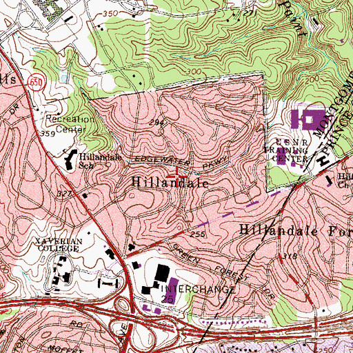 Topographic Map of Hillandale, MD