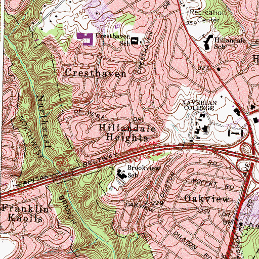 Topographic Map of Hillandale Heights, MD
