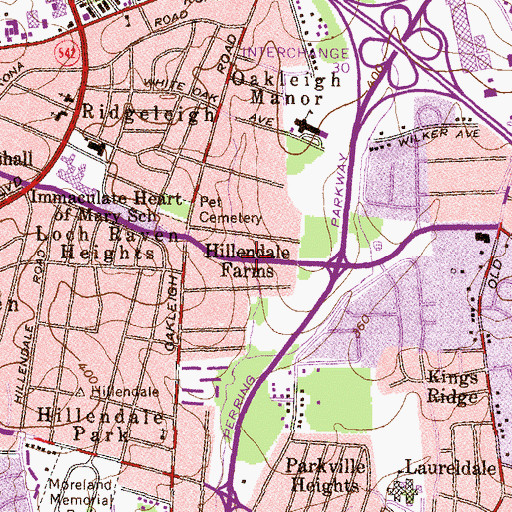 Topographic Map of Hillendale Farms, MD
