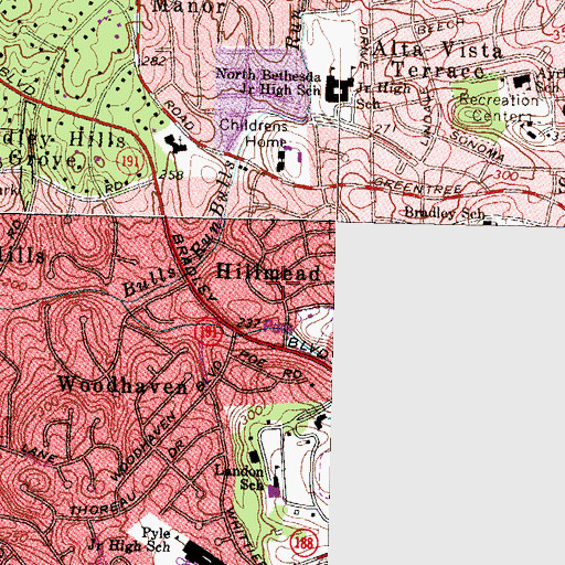 Topographic Map of Hillmead, MD