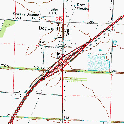Topographic Map of Interchange 63, AR