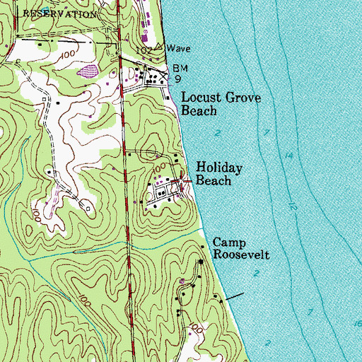 Topographic Map of Holiday Beach, MD