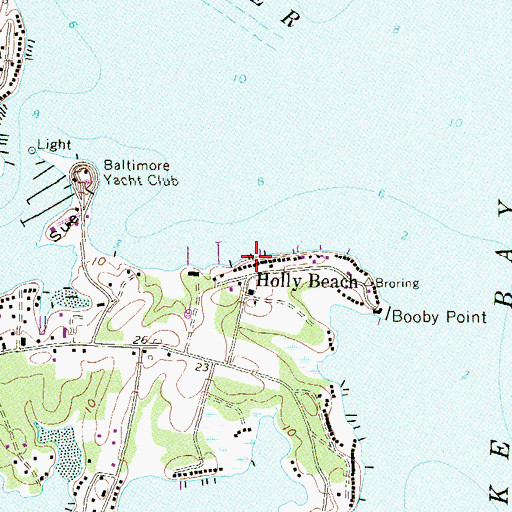 Topographic Map of Holly Beach, MD